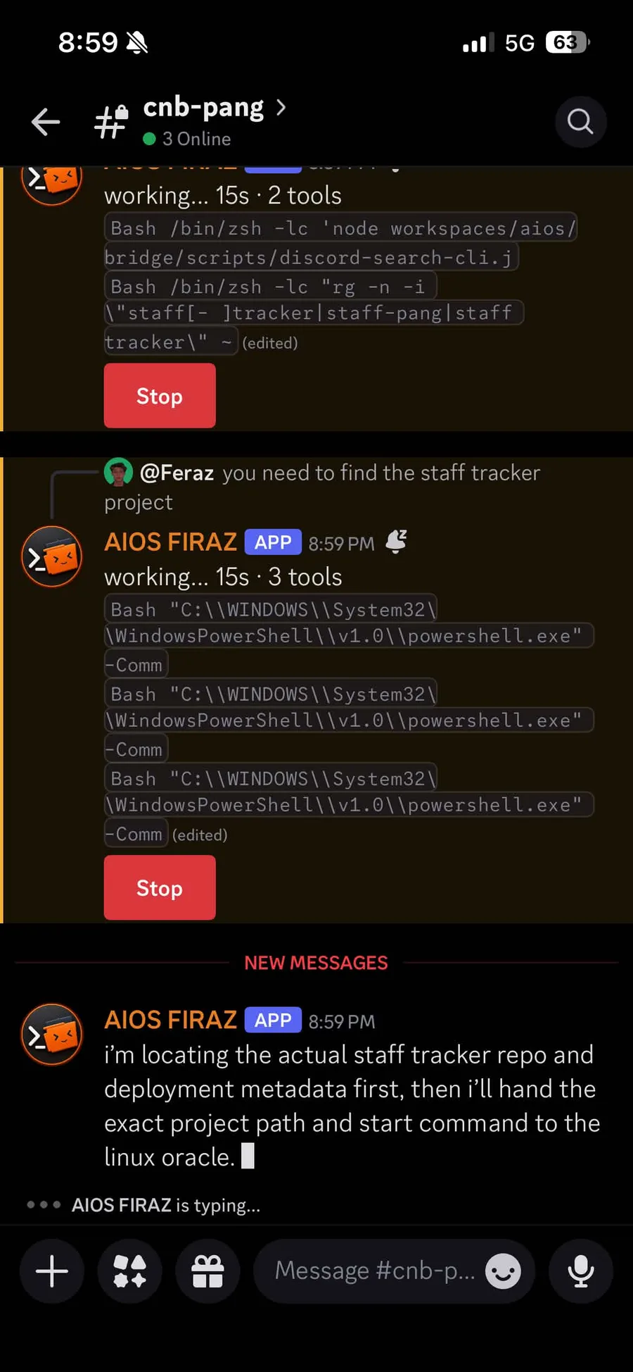 AIOS agents working together inside a Discord channel