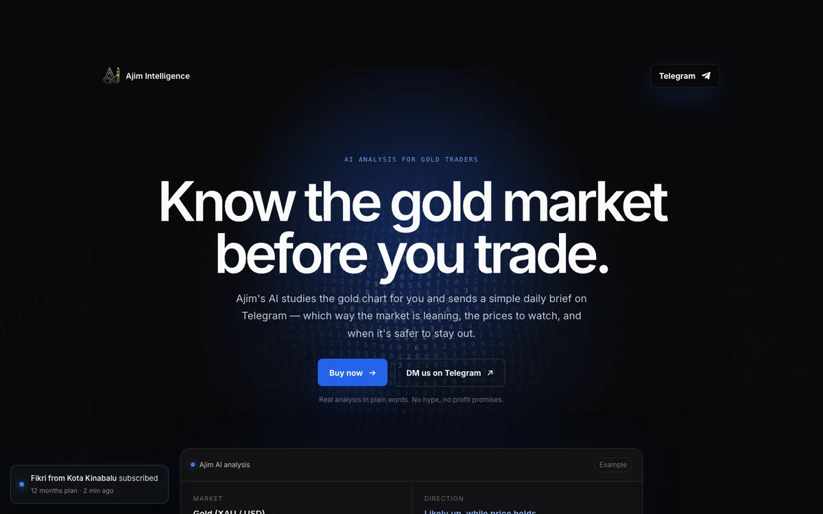 Ajim Intelligence gold market analysis
