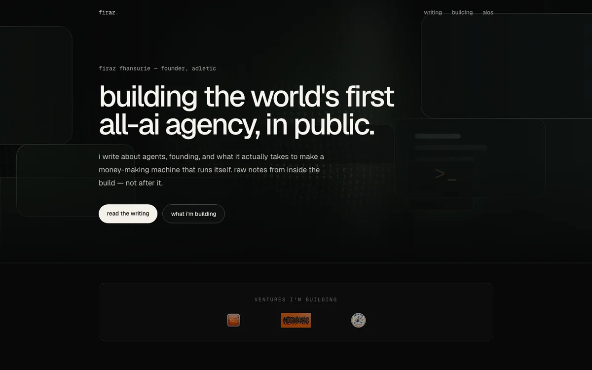 Firaz's build-in-public writing site